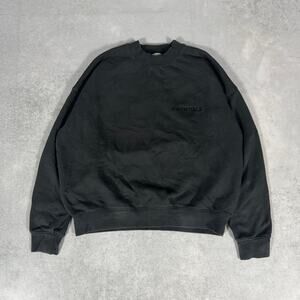 Fear Of God Essentials Crewneck Sweatshirt Black Minimal Logo - Size: M